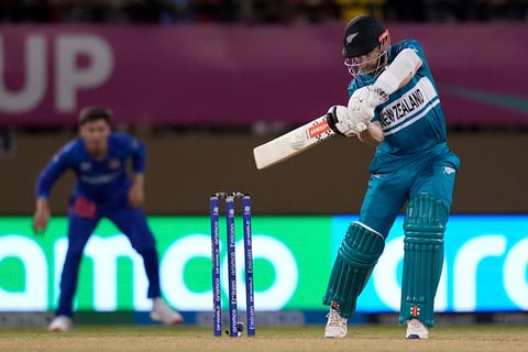 Kane Williamson bats against Afghanistan